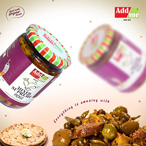 Add me Homemade Rajasthani Mix Pickles Mixed Supreme Pickle Mix Achar 500gm Glass Pack