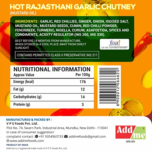 Add me Rajasthani Chilli Garlic Paste and Marinade Chutney 500G Glass Pack masaledar North Indian lassan ki Chutney