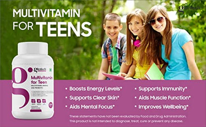 GLIMLACH Multivitamins For Teenagers, 50 Multivitamin Tablets, with Zinc, Vitamin C, Vitamin D3, Mulnseng Extract, Enhances Energy, Stamina & Immunity