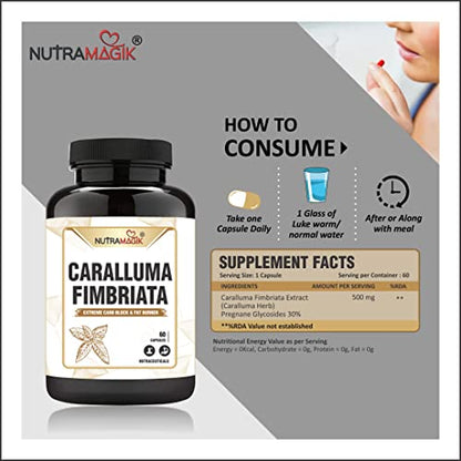 Nutramagik Caralluma Fimbriata Extract Best Natural Plant Root Appetite Suppressant - 60 capsules