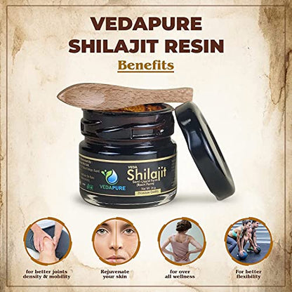 Vedapure Original Shilajit/Shilajeet Resin For Endurance, Bodybuilding -25 Gram (Pack of 1)