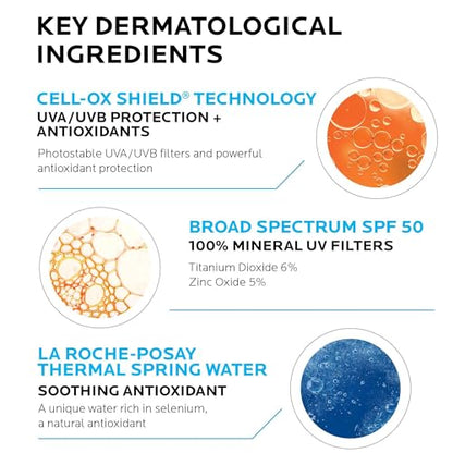 La Roche-Posay Anthelios Mineral Ultra-Light Fluid Broad Spectrum SPF 50, Face Sunscreen with Zinc Oxide and Titanium Dioxide, Oil-Free , 1.7 Fl. Oz.