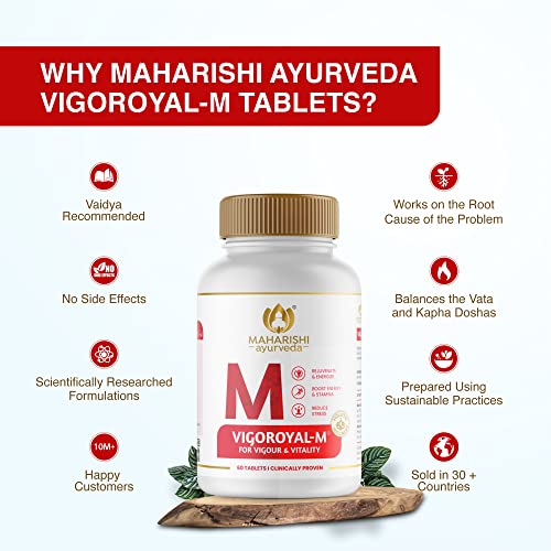 Shilajit Tablets | Maharishi Ayurveda Vigoroyal M & F Formulation For Vigor and Vitality| Contains Shilajeet, Ashwagandha and Gokshura 120 Tab