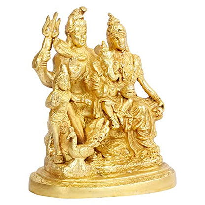 Brass Lord Shiva Parvati Kartikeya and Ganesha Murti Shiv Family Parivar Idol Statue 6 Inches Height