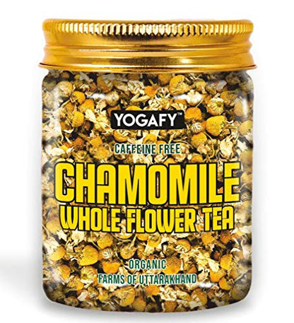 YOGAFY Organic Chamomile Whole Flower Herbal Tea | Caffeine Free | 50g