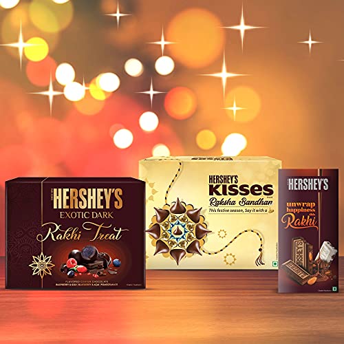 Hershey's Kisses Chocolate Rakhi Gift Pack -Almond & Milk Variant | with Special Kisses-Shaped Rakhii|| Celebration Gift Pack for Rakshabandhan, 200 g