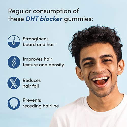 Man Matters DHT Blocker Biotin Gummies for Hair & Beard | 90 Day Pack | Effectively Blocks DHT | Bior | Strawberry Flavour | 100% Vegan & Gut Friendly