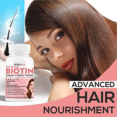 HERBAGENIX Biotin For Hair Growth Tablets For Women And Men Hair Supplements With Sesbania (10000mcgwth Supplement (60 Veg Multivitamin Tablet Pack 1)