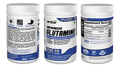 NutriJa Micronized Glutamine Powder, Amino Acid Supplement | Support Muscle Growth & Recovery | 5g Per Serving- 250 grams (Unflavored)