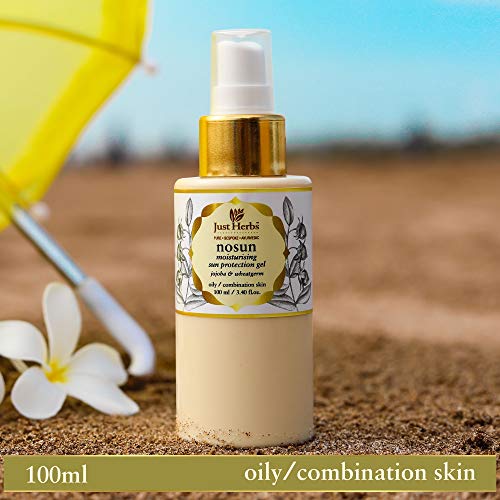 Just Herbs Nosun Jojoba-Wheatgerm Moisturizing Sun Protection Gel with SPF 35+ PA++++ for Oily & Combination Skin, Paraben & SLS Free - 100 ML