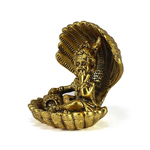 eCraftIndia 'Golden Bal Gopal Krishna Having Makhan' Decorative Showpiece (Metal, 8 cm x 9 cm, Golden, AGK507)