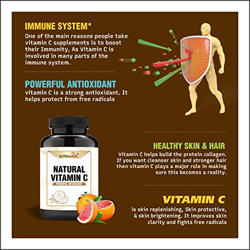 Nutramagik Vitamin C with Acerola Cherry,Rosehip Extract ,Vitamin D3 with Zinc -60 Capsules