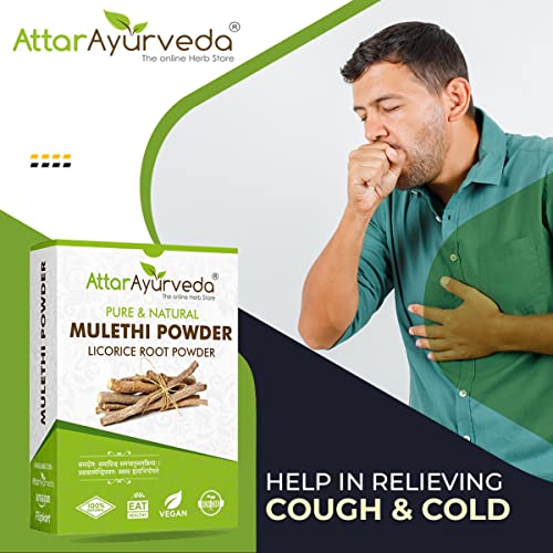 Attar Ayurveda Pure & Natural Mulethi Powder For Skin Whitening, Licorice Powder For Body, Skin and Hair, (200gm)