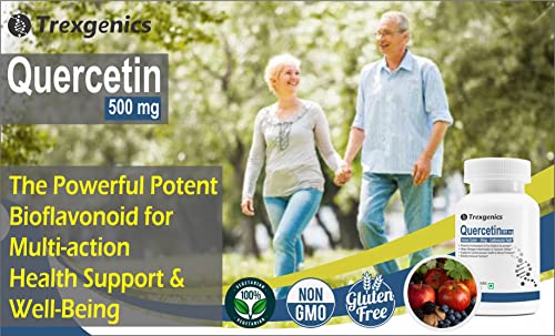 Trexgenics Quercetin 500 mg Respiratory Health, Cardiovascular Health, Joint Health Support Veg. Vegan & Non-Gmo (30 Veg Capsules)