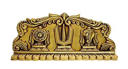 Brass Shankh Chakra Namah Showpiece | Padmanabha Swami | Vishnu | Home Decor (10 Inches)