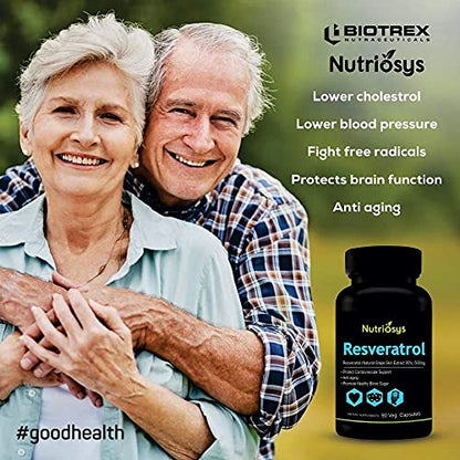 Nutriosys Resveratrol 90 veg Capsules (500 mg, Pack of 2)