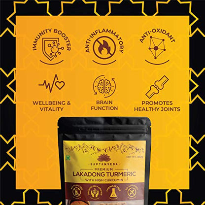 Saptamveda Organic Lakadong Turmeric Powder 150 Gm - Natural and Pure Haldi Extract From Meghalaya
