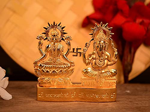 Collectible India Lakshmi Ganesha murti Idol Set for Puja Home Decoration Car, Idols Ganesh Laxmi Statue Car Dashboard Desktop Decor (1)