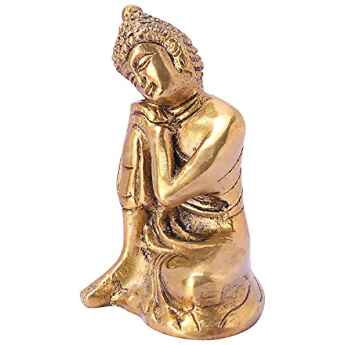 DreamKraft Metal Lord Buddha Idol (Gold, Standard)