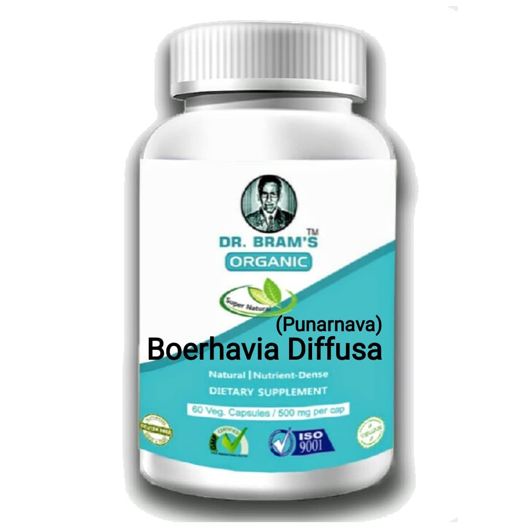 DR.BRAM'S Organic Boerhavia Diffusa (punarnava) Extract Capsules - 500Mg (60 Count)