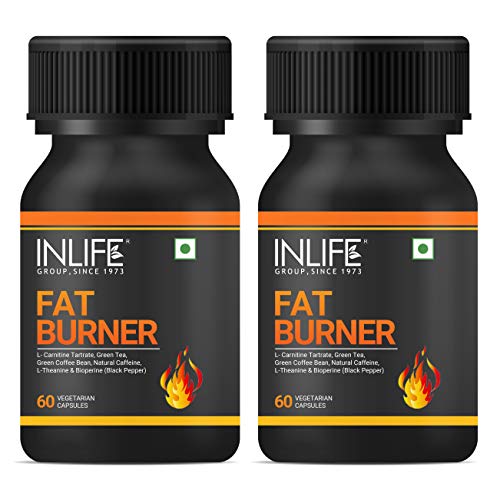 INLIFE Fat Burner with L-Carnitine, Natural Caffeine, L-Theanine, Bioperine Piperine Extract - 60 Veg Capsules