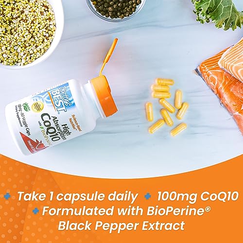 Doctor's Best, High Absorption CoQ10, with BioPerine, 100 mg, 60 Veggie Caps.