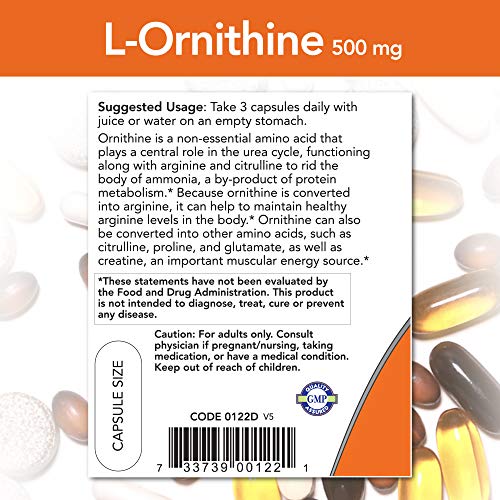 NOW Foods L-ornithine, 120 Capsules / 500mg