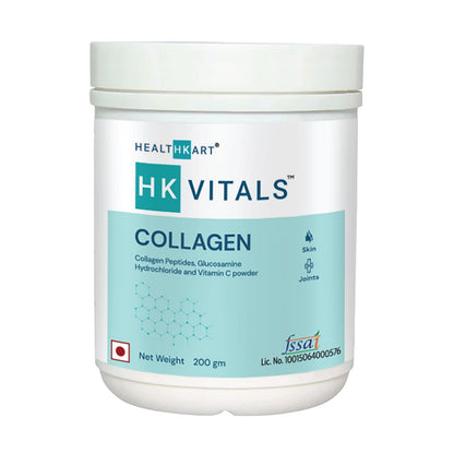 HealthKart Vitals hydrolyzed Collagen, with glucosamine and vitamin c, for healthy hair, skin & joints, 200 g