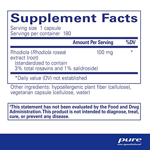 Pure Encapsulations - Rhodiola Rosea - Hypoallergenic Supple