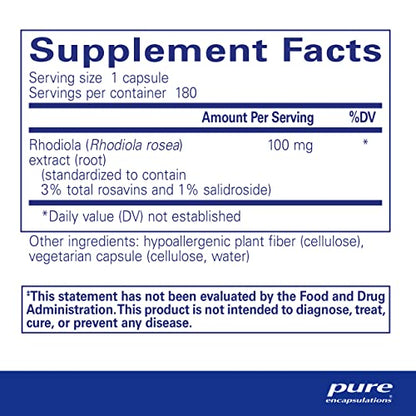 Pure Encapsulations - Rhodiola Rosea - Hypoallergenic Supple