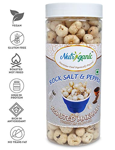 Nutryganic Roasted Makhana Rock Salt and Pepper 100g