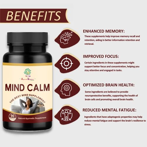 Mind Calm Mind Health Brain Booster Supplement | Mind Focus & Memory Supplement | Memory Supplement  by Ministry of Ayush, Govt. of India - 90 Capsule