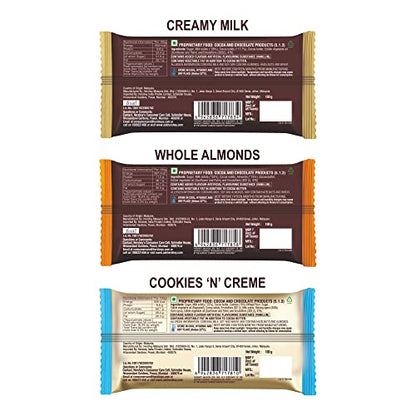 Hershey's Creamy Milk, Whole Almonds & Cookies n Creme Chocolate Bar, 100g (Pack Of 3)
