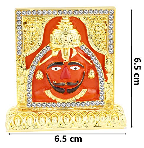 Relicon Salasar Balaji Idol | Lord Hanuman Idol (R-140) Red Metal Statue for Car Dashboard | Mandir Murti (L*B*H-6.5 x 0.5 x 6.5 Cm)