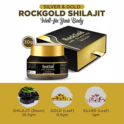 ROCK GOLD shilajit | shilajit original | silajit for Men & Women | shilajit resin for Strength & Endurance |- 30 Gram