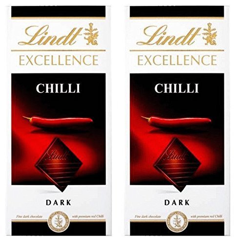 Lindt Excellence Chilli Intense Chocolate 100 GMS (Pack of 2) Free Silver Plated Coin