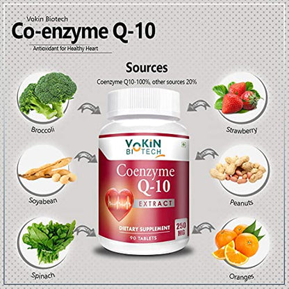 Vokin Biotech Natural Coenzyme Q-10 Extract for Heart Health and Energy Metabolism, 250mg (90+30) Tablets)