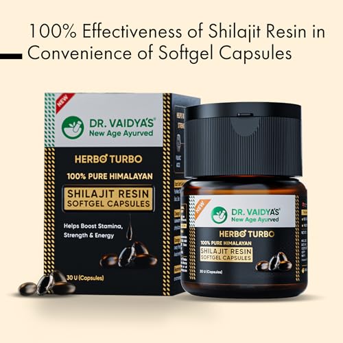 Dr. Vaidya’s Herbo24Turbo Shilajit Resin Softgels for boosting Stamina, Strenght & Energy | 30 Softgels