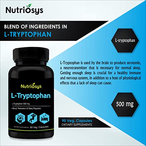 Nutriosys L-Tryptophan 500mg | 90 Veg Capsules | Pack of 2