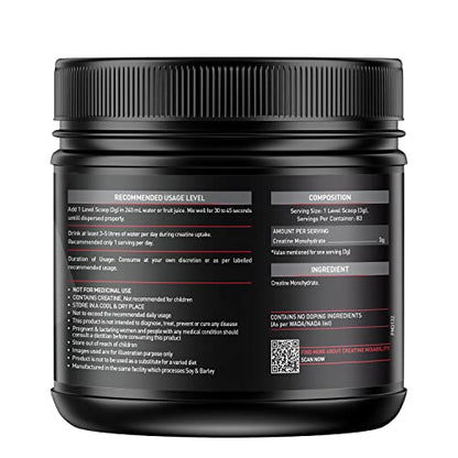 MuscleBlaze Creatine Monohydrate 250gm, Labdoor USA Certified (Unflavoured, 83 Servings)