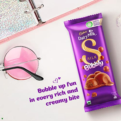Cadbury Dairy Milk Silk Bubbly Chocolate Bar, 50g- Pack of 6