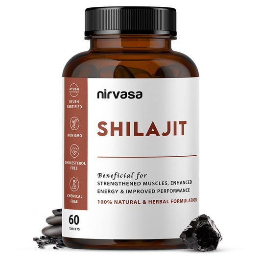 Nirvasa Shilajit Tablets (500mg) with Pure Shilajit Extract | 60 Tablets