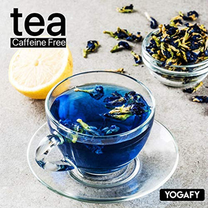 YOGAFY Organic Butterfly Pea Flower Tea | Boosts Skin Repair | 30 Gm - 75 Cups