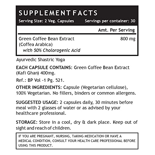 INLIFE Green Coffee Beans Extract 800Mg 50% Gca (60 Veg. Capsules) (2-Pack)