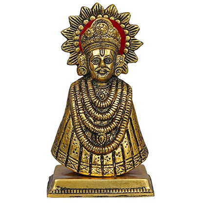 Baba Khatu Shyam ji Idol Statue Showpiece for Home and Pooja | Khatu Shyam Murti for Home and Car Dashboard (Gold, 6.5 Inches)