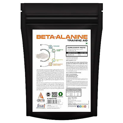 Asitis Nutrition Pure Beta-Alanine Powder, Increases Workout Capacity/Reduces Muscle Fatigue - 250 Gm