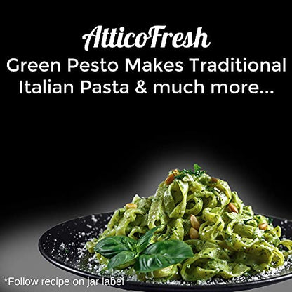 AtticoFresh Traditional Green Pesto Pizza Pasta Sauce 190 g - Gluten Free - No Added Preservatives, Colors - Keto Friendly - Ready to eat