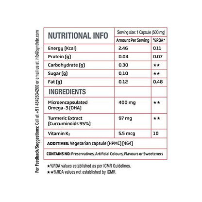 NatXtra CurQmeg-3 - Cardiovascular Health Support with Curcumin, Omega-3, and Vitamin K2-500 mg, 60 Capsules