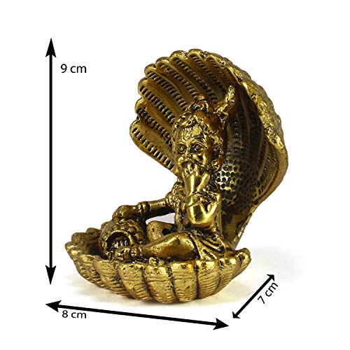 eCraftIndia 'Golden Bal Gopal Krishna Having Makhan' Decorative Showpiece (Metal, 8 cm x 9 cm, Golden, AGK507)