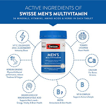 Swisse Men’s Multivitamin - 60 Tabs With 36 Herbs, Vitamins & Minerals
